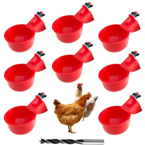 Ksvaye 8 STK Hühnertränke Automatische Geflügeltränke Set Tränke Hühner Wassertränke DIY Hühnerwasserbecher Nippeltränke Hühner, Hühnerwasserspender mit Bohrer, für Huhn,Ente,Gans,Pute,Taube
