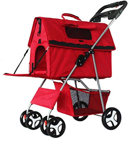 Verbesserte Haustier-Buggys für kleine und mittelgroße Hunde, Haustier-Buggy für Katzen und Hunde, teilbarer Hunde-/Katzen-Kinderwagen, Buggy, Kinderwagen, leichtes, zusammenklappbares Gestell mit 4