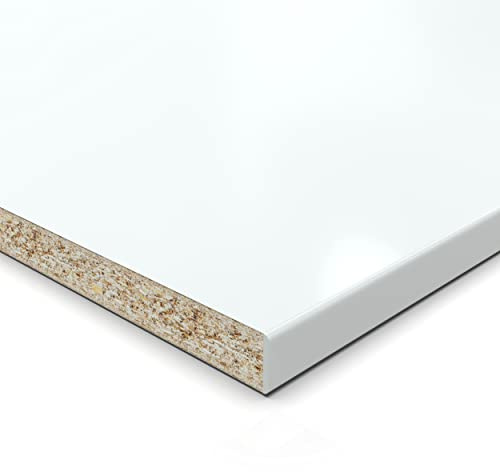 AUPROTEC Dekorplatte 28 mm weiß 10x80 cm – ABS-Kante an langer Seite, pflegeleicht & robust für Regale, Möbel, Innenausbau