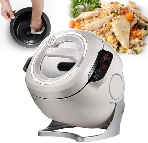 pealiritansemen Wok Rotante per Cucinare, Macchina per Cucinare Automaticamente, Avvio con Un Clic, Rotazione A 360° E Riscaldamento Completo, 3 velocità Regolabili, per Friggere in Padella, Stufare
