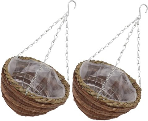 BESPORTBLE 2sätze Hängender Blumenkorb Aus Gewebtem Material Für Balkon Und Garten Passend Für Zimmerpflanzen Und Indoor-Outdoor-Gestaltung