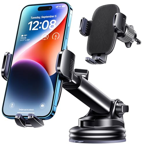 Qifutan Dash Mounted Phone Holders for Your Car Dash Phone Mount for Car Dashboard Air Vent Multi-Mount 3 in 1 Vehicle Windshield Holder Compatible Multi-Device Clip Desk Mount