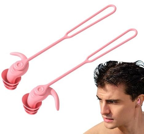 Tapones de silicona para natación, reducción de ruido, tapones para los oídos de natación, tapones de agua reutilizables con cordón, accesorios de natación, protección auditiva para adultos y niños