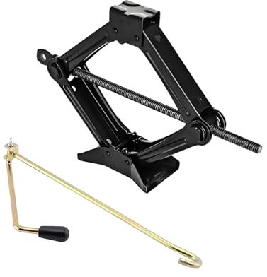 M.J COMFY-LIFE Steel Scissor Jack Heavy Duty Kit 85-380MM with Labor Saving Handle Portable Tyre Repair Tool for Car SUV Van - Black (2T)