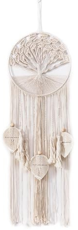Makramee Traumfänger Wandbehang Lebensbaum Gewebte Baumwolle Handgemachter Groß Traumfänger Boho mit Quaste für Schlafzimmer Wohnzimmer Zuhause Hochzeit Dekoration Geschenk, 30x90 cm
