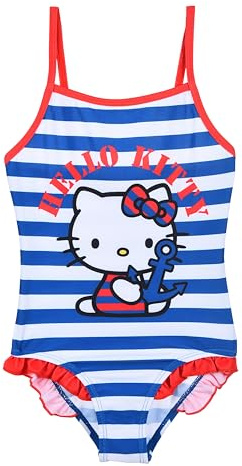 Hello Kitty Sanrio Maillot de Bain pour Fille, Maillot de Bain Une Pièce Motif Nautique pour Enfant, Tailles 3 à 8 Ans