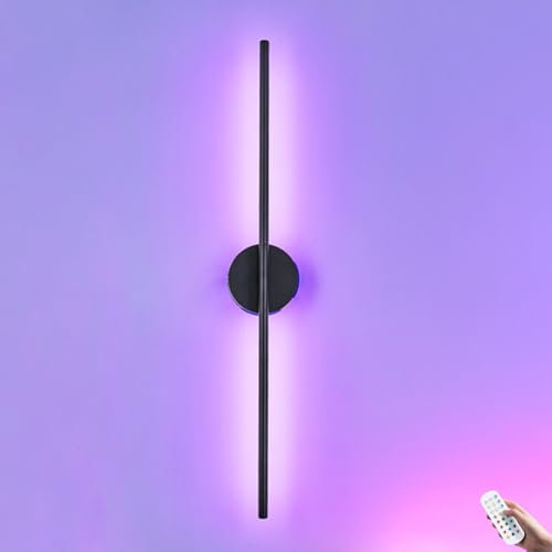 EOEO Lampada da Parete Ricaricabile RGB Lampada Muro Girevole Dimmerabile per Interni con Interruttore a Sfioramento e Telecomando LED a Muro per a Batteria Magnetica Rimovibile per Corridoio della