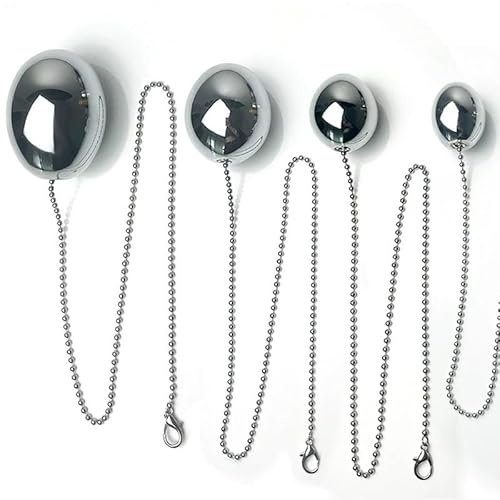 TGHYRF Pallina anale in metallo a forma di uovo con perline anali e catena in acciaio inossidabile, dildo anale SM, grande massaggio anale, masturbazione vaginale for uomini e donne(B-S)
