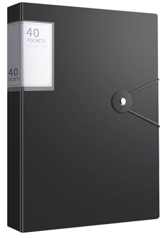 A4 Sichtbuch A4 mit Klarsichthüllen, 40Taschen Mappe mit Klarsichthüllen, Ordner mit Folien Projektordner für Broschüren Berichte Zertifikate, Sichtbuch für Einzelpersonen, Büro und Zuhause (Schwarz)