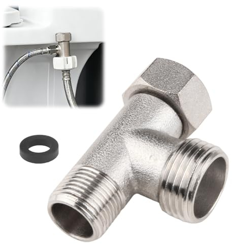 Connecteur en T 3 voies Valve de Connexion à 1 Robinet WC Adaptateur de Raccord T de Plomberie 3/8, pour Toilettes et Plomberie Domestique, Denture Droite pour Réservoir de Chasse D'eau