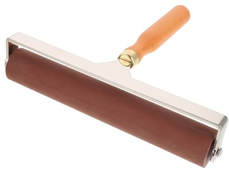 STOBAZA Rullo in Gomma con Manico in Legno per Stampa e Incollaggio per Serigrafia e Stampe Artistiche Rullo per Inchiostro e Pavimenti in Vinile Strumento Versatile per Artisti e