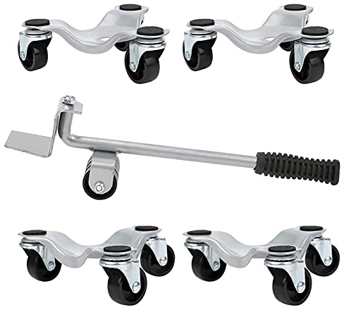 Fockety Set Sollevatore per Mobili Girevole a 360° per Oggetti Pesanti, Portata 400 Kg, Risparmio di Manodopera, Plastica Ferro Argento con Piastra Mobile