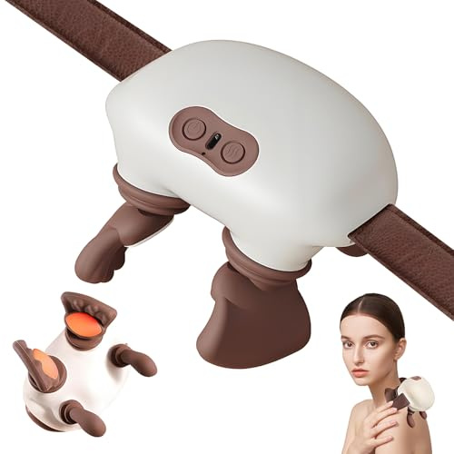 Massagegerät, Nackenmassagegerät Shiatsu Massagegerät für Rücken Schulter, Kabellos Schultermassagegerät mit 3 Massageeinstellungen & 2 Heizstufen, Wärme, für Papa Mama Weihnachtsgeschenke (B) (B)