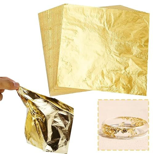 50 blattgold zum basteln 9x9 cm – Für Acrylmalerei, Möbel-Dekoration, Nageldesign und kreatives DIY