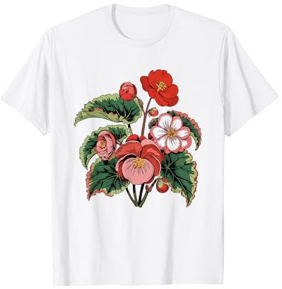 Minimalist Begonia Rex Leaf Silhouette Botanical Line Art T-Shirt