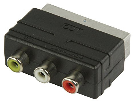 Valueline VLVP31901B adaptador de cable SCART 3 x RCA Negro - Adaptador para cable (SCART, 3 x RCA, Male connector/Female connector, Negro), para Televisión
