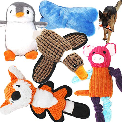 Jalousie 5-pack värdepaket hundleksaker sortiment hund plysch leksaker hund pipande leksaker sortiment valp husdjur mutt hund leksak hund pipleksak för medelstora hundar
