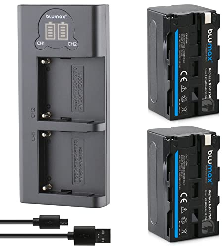 Blumax 2X für Sony NP-F750 4400mAh + Slim Dual-Ladegerät