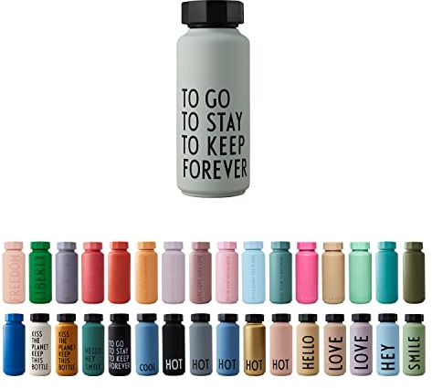 Design Letters Trinkflasche Edelstahl 500 Ml Grün Bottle | Thermoskanne BPA/BPS frei | Isolierflasche Edelstahl | Trinkflasche Auslaufsicher | Trinkflasches Sport | Thermosflasche 12h heiß 24h kalt