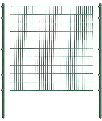 Doppelstabmattenzaun - Komplettset inkl. Pfosten und Montagematerial - Verschiedene Längen und Höhen – Grün oder Anthrazit (L 4 m | H 203 cm | Grün)