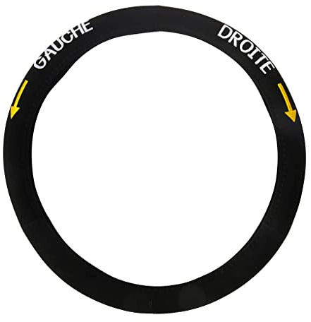 TURBOCAR - Couvre Volant Voiture - avec Gauche Droite - Couleur: Noir avec Impression Droite et Gauche - pour Volant de 37 à 39 cm de diamètre - Matière: PVC - Pratique - Protège Votre Volant