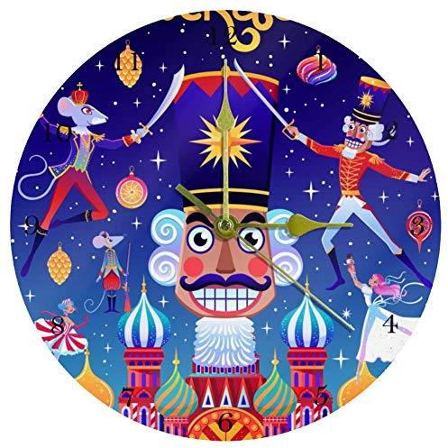Eslifey Horloge murale ronde en acrylique avec personnages de ballet de casse-noisette sans cadre
