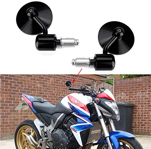 DREAMIZER Black 7/8 22mm Motorcycle Mirrors Round Handlebar Wing Mirrors Bar End For Scooter Street bike CB1000R CB1300 CB600F CBF600 CBR125R CBF125