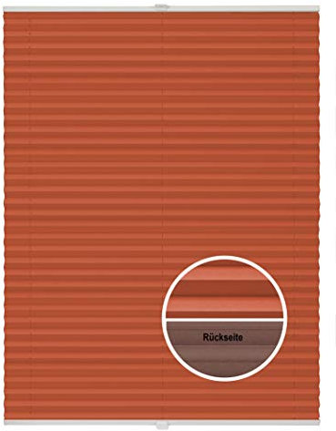 ondeco Plissee Thermo ohne Bohren mit Klemmträger,Sonnenschutz für Fenster innen, lichtschutz und Blickdicht, Faltrollo Sichtschutz für Tür, Jalousie Rollo leicht verdunkelnd Orange 65x130 cm