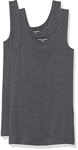 Amazon Essentials Camiseta de Tirantes de Ajuste Entallado Mujer, Pack de 2, Carbón Mezcla, XL