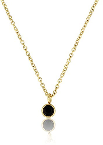 My Bendel - Goldkette mit schwarzem Zirkonia-Stein- Damenkette - Kette verfärbt nicht - Silber und Gold - mit Luxuriösen Geschenkverpackung