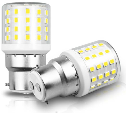 Mini B22,Bombilla LED blanca fría de 6000 K, 4 W, 600 lúmenes, repuesto para 40 W, incandescente estándar BC(Bayonet Cap) AC100-265 V, lámparas decorativas no regulables, paquete de 2