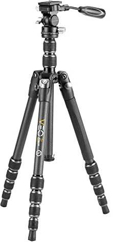 Vanguard VEO3T235CP - Trípode de viaje compacto de fibra de carbono con cabeza plana