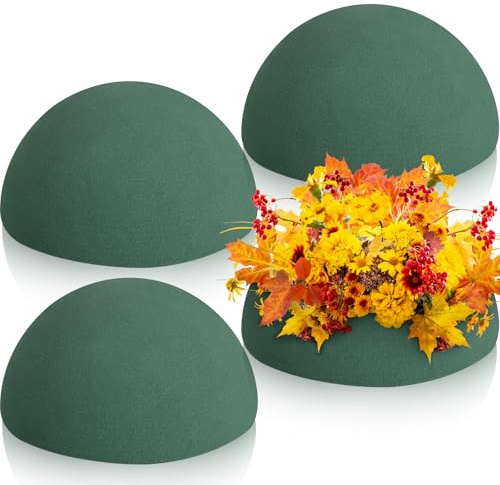 Dry Floral Foam Half Ball 4 Pack - Green Round Block for Artificial Plant Arrangements, Large Flower Craft Supplies (3.54 x 1.77 Inch)