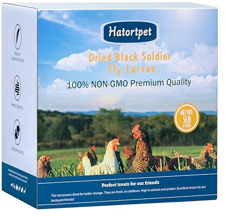 Hatortpet 2,3 kg hög kalciumtorkad svart soldat fluga larver för kycklingar, fåglar, reptiler