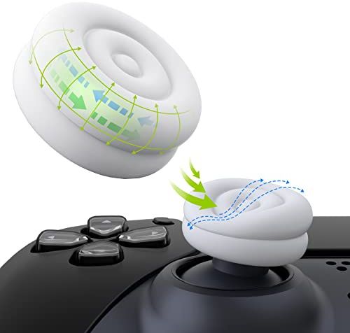 PlayVital Thumbs Cushion Caps Thumb Grips for ps5, for ps4, for Xbox Series X/S, Thumb Grip Caps for Xbox One, Elite Series 2, for Switch Pro Controller - White