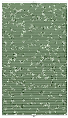 GARDINIA Plissee zum Klemmen, Blickdichtes Faltrollo, Alle Montage-Teile inklusive, Plissee verspannt mit Zwei Bedienschienen, Japandi Ginkgo Jade Green, Grün, 40 x 130 cm