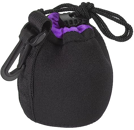 PATIKIL Kamera Objektiv Tasche 2.8 IDx3.9 H Kordelzug Objektiv Beutel mit Dick Schützende Neopren Objektiv Gehäuse für DSLR Kamera Linse Wasser Kaffee Tassen Schwarz Lila