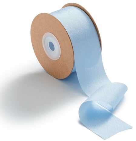 MORSUNBELA Geschenkband Breit Schleifenband Hochzeit Dekoband Blau | Breites Geschenkband aus Chiffon und Stoff,elegantes Schleifenband,Seidenband Dekoband für Geschenke,Hochzeit und Schleifen