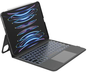 Belkin Everyday iPad Tangentbordsfodral med hållare, bakgrundsbelyst Bluetooth‑tangentbord, styrplattegester, Apple Pencil‑hållare, QWERTY, mediaknappar, för iPad Air 11” M2/M3, 10.9”, Pro 11”