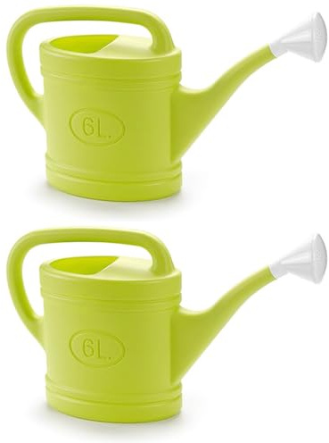 Acan Tradineur - Pack de 2 Regaderas de plástico - Capacidad 6 litros - Utensilios de jardinería, riego, casa, balcón, terraza, Patio - Color Amarillo