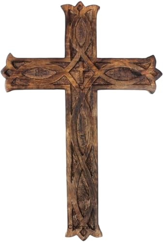 CHARMING BHARATCRAFTS Handmade Wooden Wall Cross For Church And Home Room Décor | 10 Long (Mango Wood)
