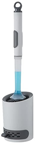 Escobillas de inodoro de silicona, limpiador de escobillas, cepillo de inodoro de silicona y soporte con dispensador de jabón, kit de limpieza de cepillo de inodoro antideslizante de mango largo para