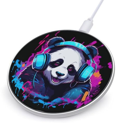 Kawaii Panda Bear Wireless Charger Portable Cordless Charger Round Wireless Charging Pad Phone Charger