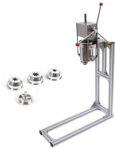 Churro Maker Machine, Hand Crank Stainless Steel Professional Churro Maker, 5L Churros Fill Machine with 4 Nozzles, Home Vertical Type Manual Spanish Donuts for Home Restaurants Bakeries Cafeterias