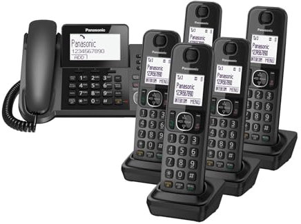 Panasonic KX-TGF326 Corded and Five Cordless Handsets Home office Telephone Kit with Answerphone and Nuisance Call Blocker