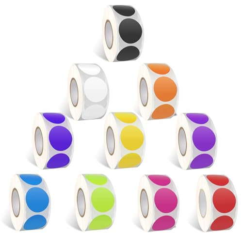 Votoko 5000 Stück Klebepunkte Bunt 20mm, Punkt Aufkleber Markierungspunkte, Runde Aufkleber, Farbkodierungsetiketten, Klebeetiketten Geeignet für DIY, Dokumentenklassifikation, Kalendermarkierungen
