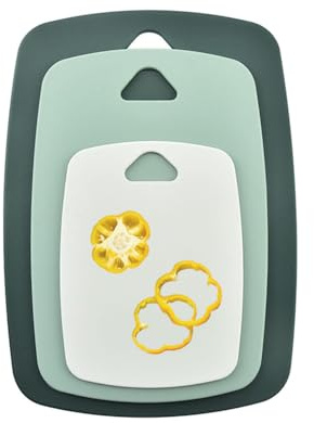 Juego de 3 tablas de cortar, tablas de cortar de plástico sin BPA, tablas de cortar aptas para lavavajillas, tablas de cortar para cocina, juego de 3 unidades para frutas, verduras, carne (verde)