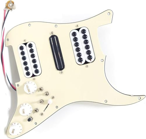 HSH Prewired Loaded Strat Pickguard with Humbucker Pickups, Coil Splitting, 3 Ply Guitar Pick Guard for USA/Mexico Fender Stratocaster Electric Guitar Replacement Parts