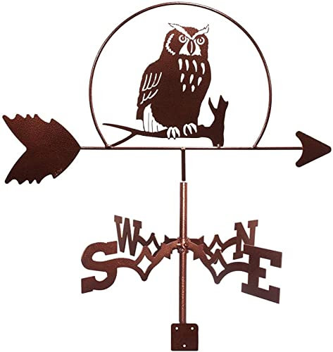Wetterfahne Wetterfahne Eule Ornament Edelstahl Wetterfahne Indikator Bauernhof-Szenenfahne mit Rost-Beschichtung, korrosionsbeständige Wetterhahn-Messwerkzeuge