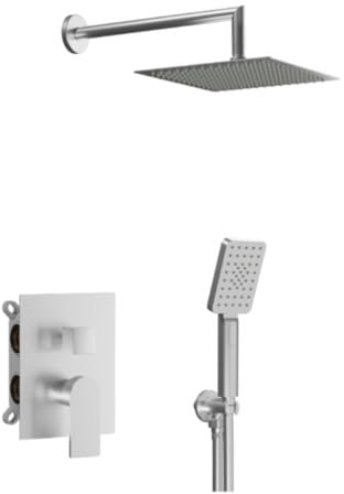 AQG - Kit Doccia Incasso Monocomando ALPHA EC208 | 2 Vie | Cartuccia Ø35 | Anticalcare | Garanzia 3 Anni (Nichel Satinato)